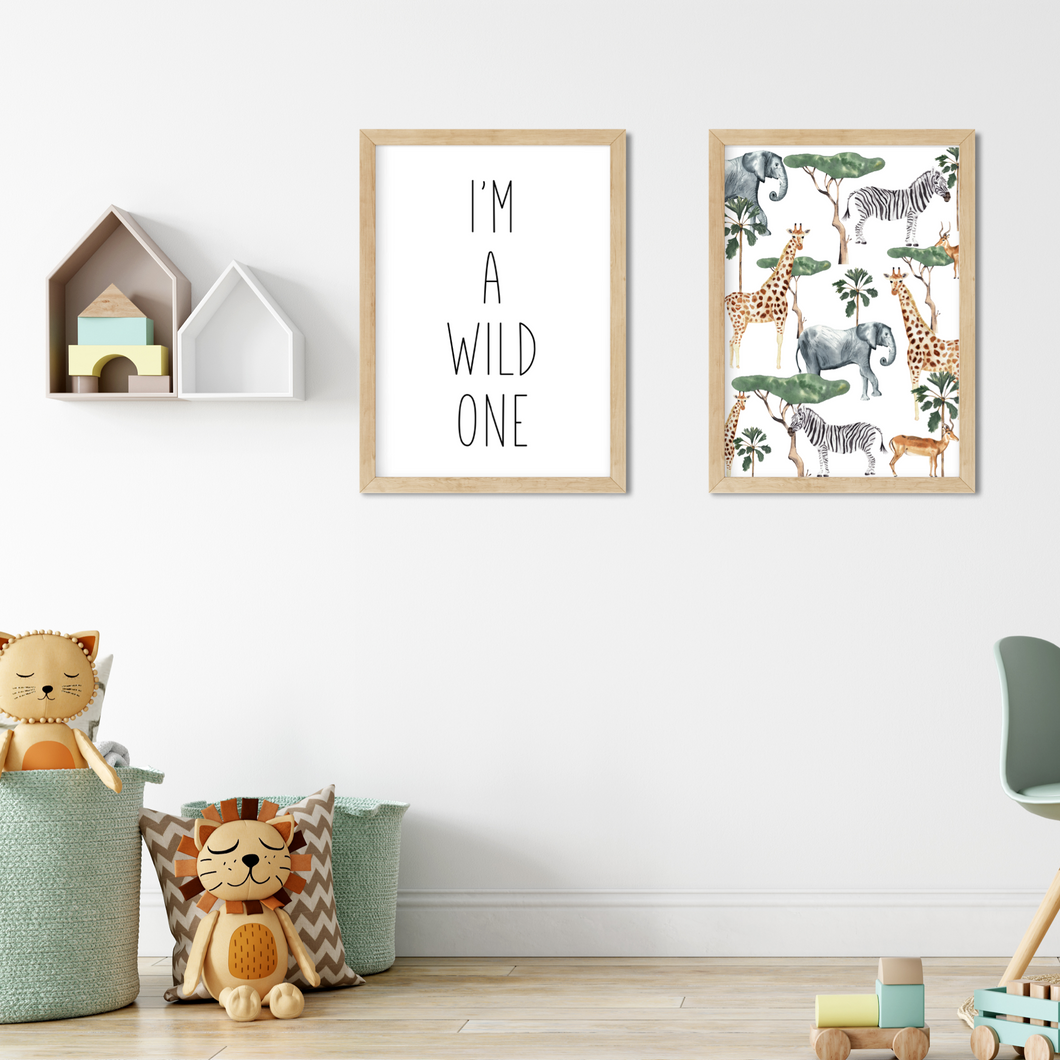 I’m a Wild One Safari Animals Kids Printable